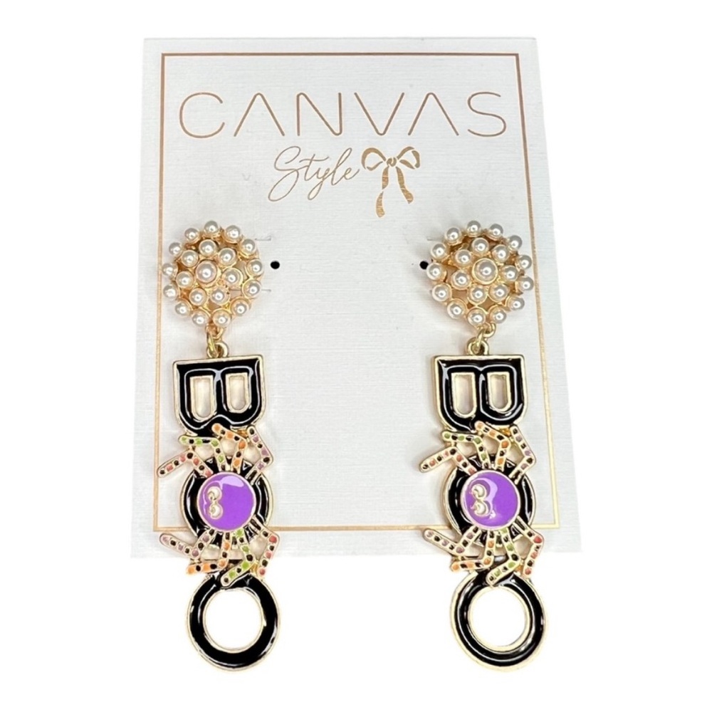 Halloween Boo Spider Enamel Dangle
Statement Earrings by Canvas Style